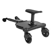 Black scooter seat with wheels on a white background