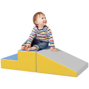 Juego de 2 piezas de espuma para gatear y escalar para niños pequeños - Estructuras de juego para el desarrollo motor, uso en interiores (Azul/Amarillo)