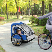 Remolque plegable 2 en 1 para bicicletas para niños y mascotas - Asientos duales, toldo para el clima, bandera de alta visibilidad (88 lbs máx.)