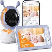 Cámara de Video Vigilancia para Bebés BOIFUN 2K HD Wifi, Pantalla LCD de 5 Pulgadas y Control Dual por Aplicación, Seguimiento Automático, Detección de Llanto/Movimiento y Visión Nocturna