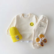 Adorable Smiley Print Baby Tracksuit Set