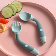 Baby Silicone Spoon Fork Set - Toddler Feeding Utensil