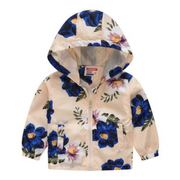 Blue Floral Windbreaker Hoodie Jacket
