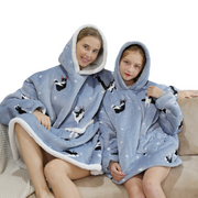 Dog Design Family Hoodie Sherpa Blanket