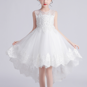 Elegant Lace Design Sleeveless Dove Tail Girls Party Dress