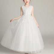 Lace Up Pearl and Sequin Accentuated Elegant Girls Ball Gown