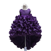 Long Back Puffy Ruffle Dress