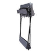 Gray folding chair with stand on a white background