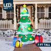 7 FT Christmas Tree Inflatable Outdoor Decoration Giant Christmas Tree with 3 Gift Boxes Built-in LED Lights for Xmas Yard Decor