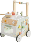 Andador de Madera 3 en 1 con Centro de Actividades Cocina, Altura y Velocidad Ajustables, Juguete de Aprendizaje para Caminar Montessori para Niños Pequeños (Prevención de Piernas en O)