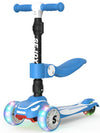 Patín Infantil Plegable 3 en 1 con Asiento, Altura Ajustable, Ruedas LED Iluminadas y Tecnología de Inclinación para Dirección para Niños Pequeños y Niños (Carga Máxima 110 lbs)